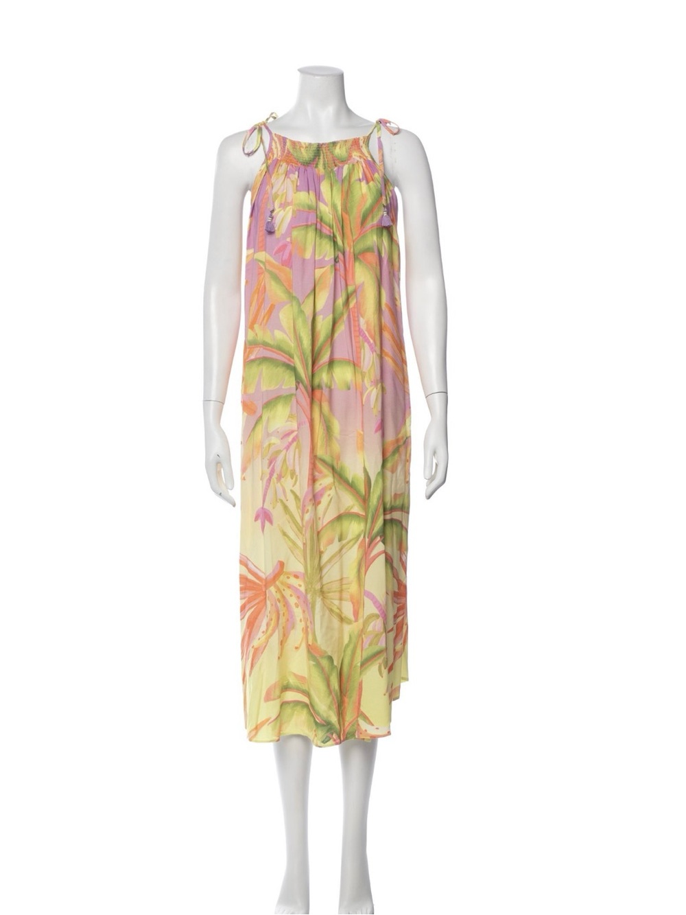 FARM Rio Tropical Floral Tie-Shoulder Midi Dress